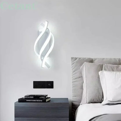 Modern LED Wall Lamp Home Decoration Line Wall Sconce Bedroom Bedside Corridor Living Room Backgroud Black White Lighting Lustre